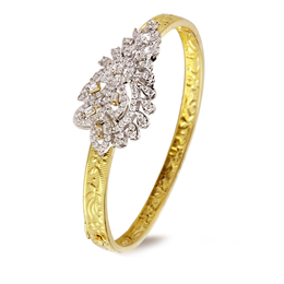 Ciqora-Diamond Motif and Textured Gold Bracelet - LB20799