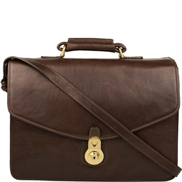 Hidesign Men's Leather Brief Case - GI First Brown