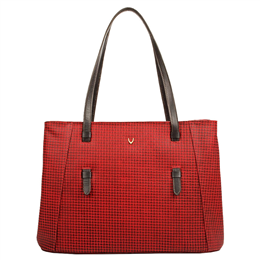 Hidesign Women's Leather Shoulder Bag-SB Leandra 01 Red & Brown 