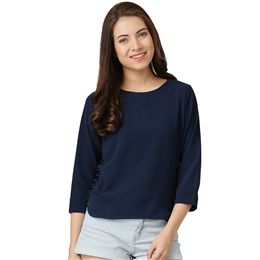 Marie Claire Navy Blue Coloured Solid Blouse MC10127A