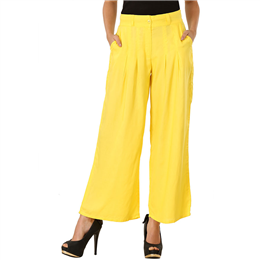W Yellow Viscose Regular Fit Pants - 17FE60381-11900