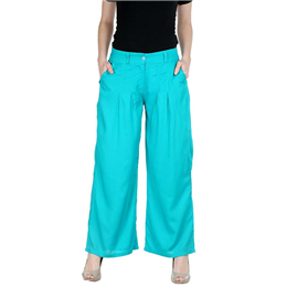 W Green Viscose Regular Fit Pants - 17FE60381-11865