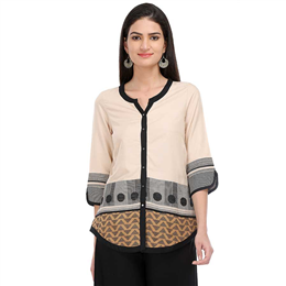 W Beige Rayon Regular Fit Top 17FE32658-12061