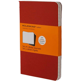 Moleskine Set of 3 Cranberry Red Large Ruled Cahier Journals WP10561