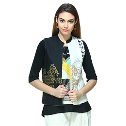 W Black Viscose Printed Gilet 16FE32396-57148