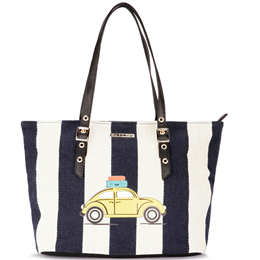 Caprese Women's Andra Medium Tote Navy & White - TEANDMDNWT