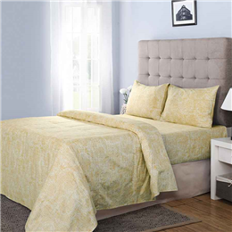 Maspar Print Gold King Bed Sheet with 2 Pillow Covers BS-CLPBM-GL27545