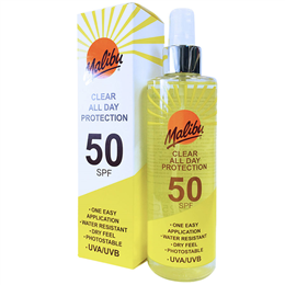 Malibu SPF 50 Clear all day Protection Spray 250ml EM990