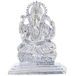 Sri Jagdamba Pearls Ganesha Silver Idol