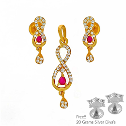 Sri Jagdamba Pearls Ariana 22Kt Gold Pendant Set PS-4692