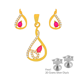 Sri Jagdamba Pearls Nicety 22Kt Gold Pendant Set PS-4784