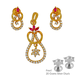 Sri Jagdamba Pearls Phenomenal 22Kt Gold Pendant Set PS-4837