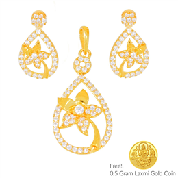 Sri Jagdamba Pearls Newly Wed 22Kt Gold Pendant Set PS-4476