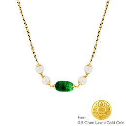 Sri Jagdamaba Pearls Charming 22Kt Emerald Gold Chain JPAUG-17-118