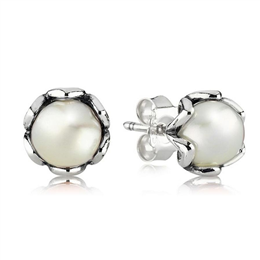 Pandora Cultured Elegance Stud Earrings with White Pearl