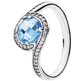 Pandora Radiant Embellishment Sky Blue Crystal & Clear Cz Ring