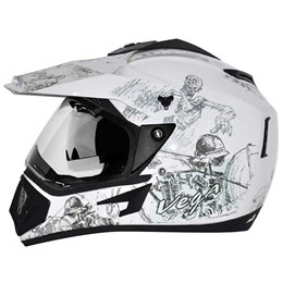 Vega Offroad D-V Sketch White Silver Helmet