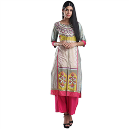 W White Viscose Printed Kurta 17AU17035-50376