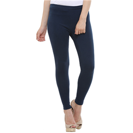 W Blue Cotton Solid Regular Fit Tights 17AU60105-47446