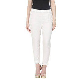 W White Cotton Solid Regular Fit Trouser 17AU60151-69100