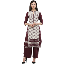 W Purple Cotton Straight Kurta 17AU16920-72383