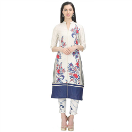 W White Cotton Straight Kurta 17AU16982-50339