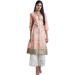 W Pink Viscose Straight Kurta 17AU16983-50303