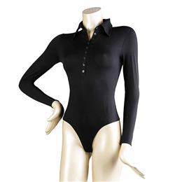 Falke String Bodysuit Blouse with buttons - Black