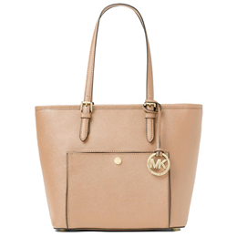 Michael Kors Jet Set Travel Medium Leather Tote - Oyster
