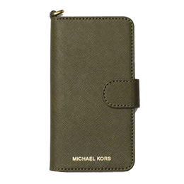 Michael Kors Saffiano Leather Folio Phone Case for IPhone 7,8 - Olive