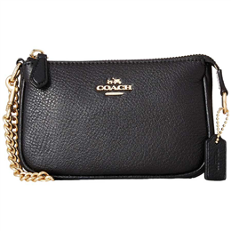 Coach Pebble Leather Black Small Wristlet 15