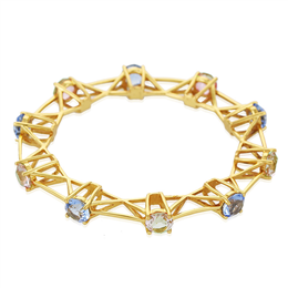 Isharya Shimmering Gold Cuff - Crystal & Sapphire