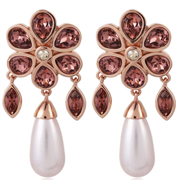 Suneet Varma Bloom Drop Earrings - Pink & Gold