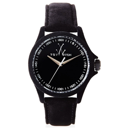 ToyWatch Sartorial Only Time Black Dial Velvet-Covered Leather Women's Watch - PE01BK