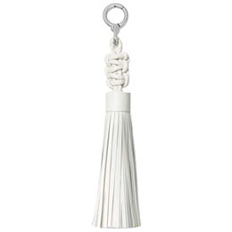 Michael Kors Optic White Leather Tassel Key Chain 37H8PRNC1L