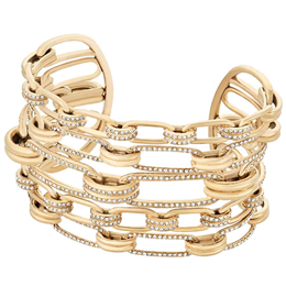 Michael Kors Pave Gold-Tone Link Cuff MKJ6956