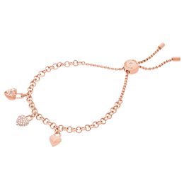 Michael Kors Rose Gold-Tone Heart Charm Slider Bracelet MKJ7015