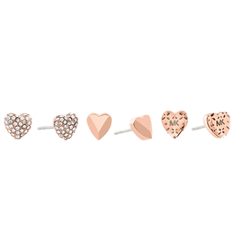 Michael Kors Rose Gold-Tone Heart Stud Earrings Set MKJ7020