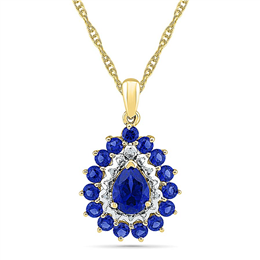 Sri Jagdamba Pearls Glamorous Blue Sapphire Pendant - PF101476-LBS