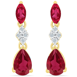 Sri Jagdamba Pearls Ruby Drop Ear Hanging - EF103042-LRU