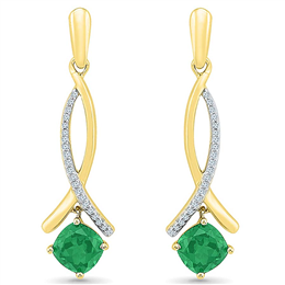 Sri Jagdamba Pearls Emerald Diamond Earrings - EF103056-LEM