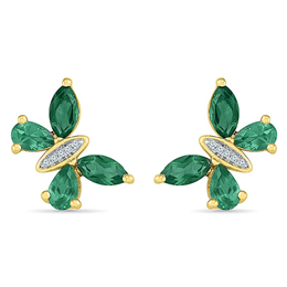 Sri Jagdamba Pearls Butterfly Diamond Earrings - EQ103391-LEM