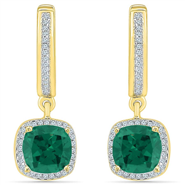 Sri Jagdamba Pearls Perfect Emerald Diamond Earrings - EO103022-LEM