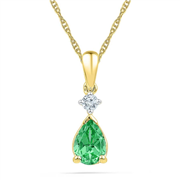 Sri Jagdamba Pearls Emerald with Diamond Pendant - PF101128-LEM