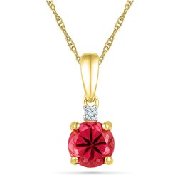 Sri Jagdamba Pearls Ruby 18Kt Gold & Diamond Pendant - PF101273-LRU