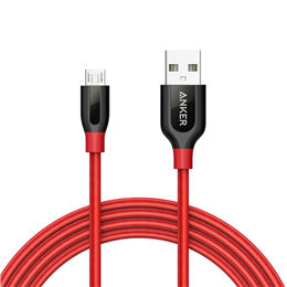 Anker Powerline+ Micro B Cable (6Ft) with Pouch - Red