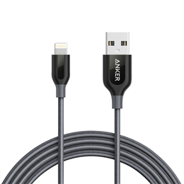 Anker Powerline+ Lightning Cable (6Ft) With Pouch - Space Grey