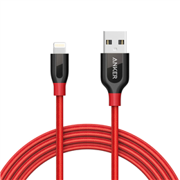 Anker Powerline+ Lightning Cable (6Ft) with Pouch - Red