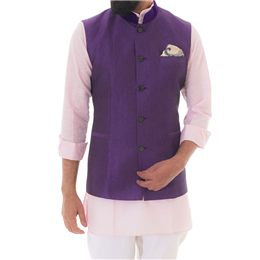 Anshul Rajwansh - Nehru Jacket for Men - (Violet Melange)