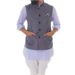 Anshul Rajwansh - Nehru Jacket for Men - (Blue Melange)